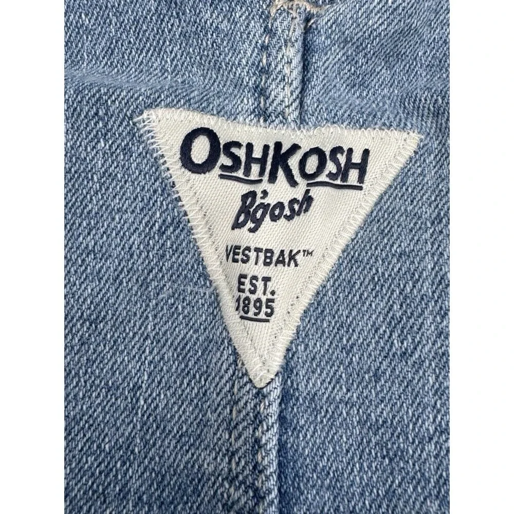 OshKosh B'gosh Baby Girl Denim Overall Dress Eyelet Skirt 6M